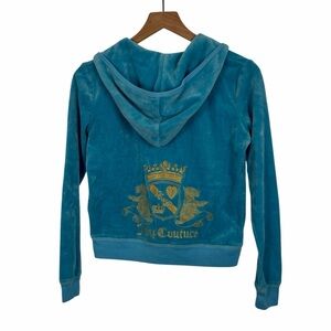 Vintage Y2K JUICY COUTURE Velour Track Jacket Womens Blue Small Embroidered Logo